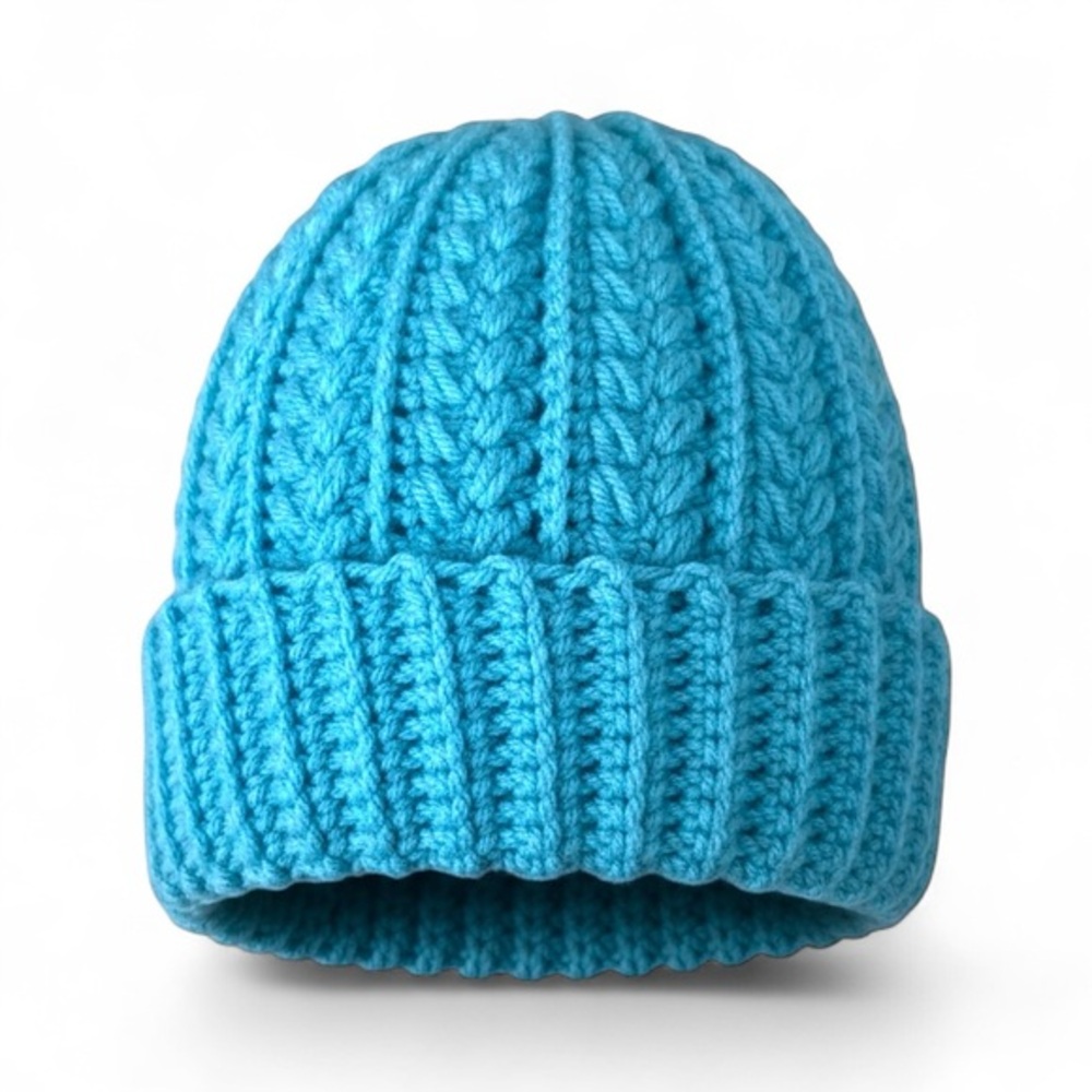 Women's Cozy Blue Crochet Beanie